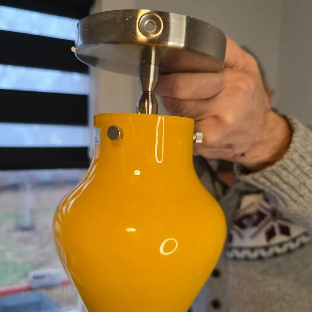 Hampton Bay Murano Style Yellow Glass Hanging Pendant NWOT